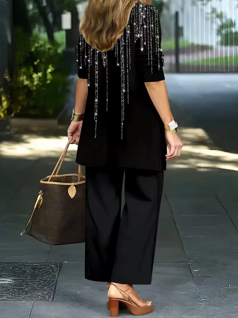 Starlight Noir Three-Piece Outfit for Women Fancy Co-ord Set