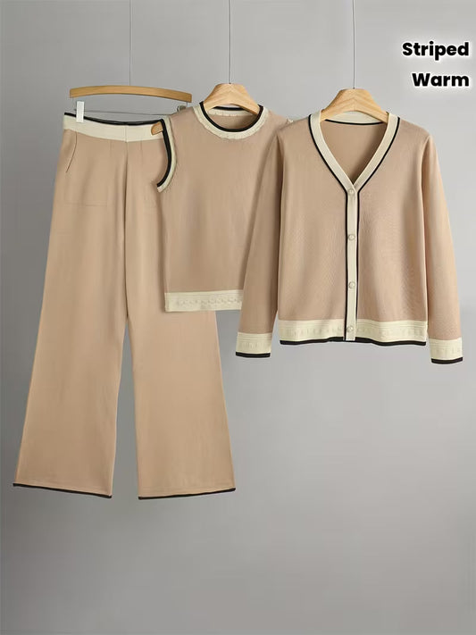 Women's fashionable and casual style set featuring a chiffon shawl and inner strappy printed pants, a daily casual 3pcs set